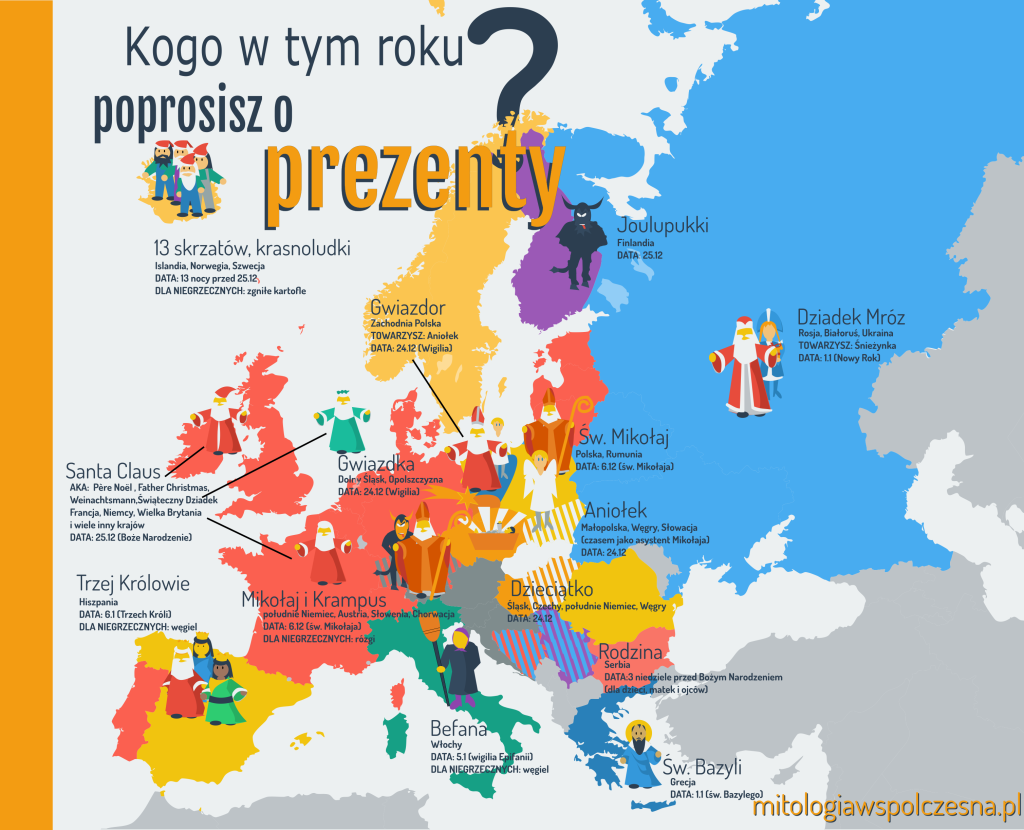 Kto przynosi prezenty w różnych krajach Europy